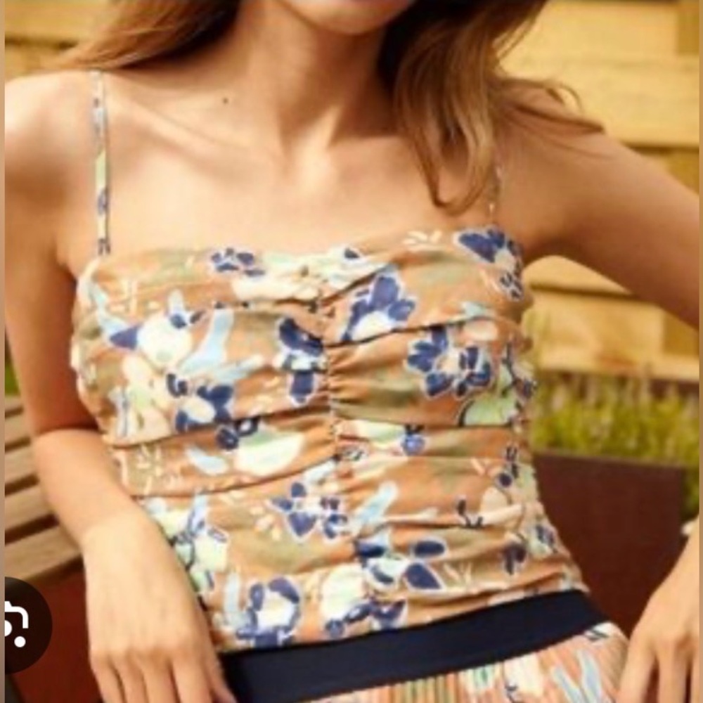 Wilfred Floral Strapless Rushed Crop Sweetheart Top